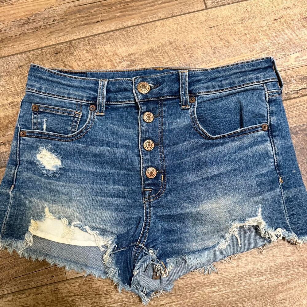 AMERICAN EAGLE OUTFITTERS Hi Rise Rose Gold Women's Blue Sz 6 Jean Denim Shorts